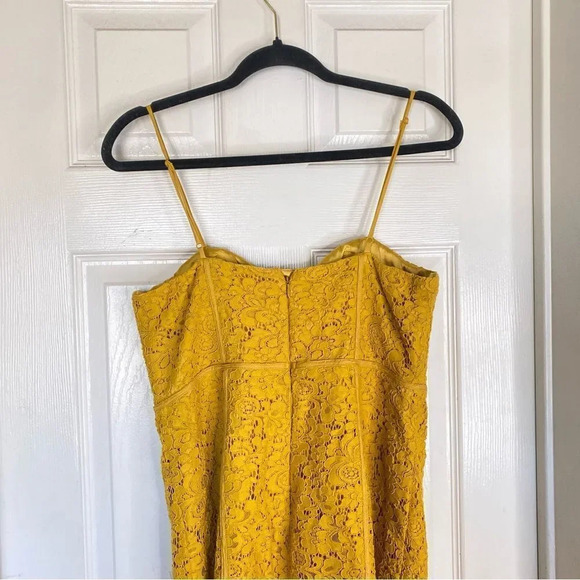 BARDOT Corset Lace Midi Dress Mustard Yellow Size 8 Medium - Picture 10 of 11